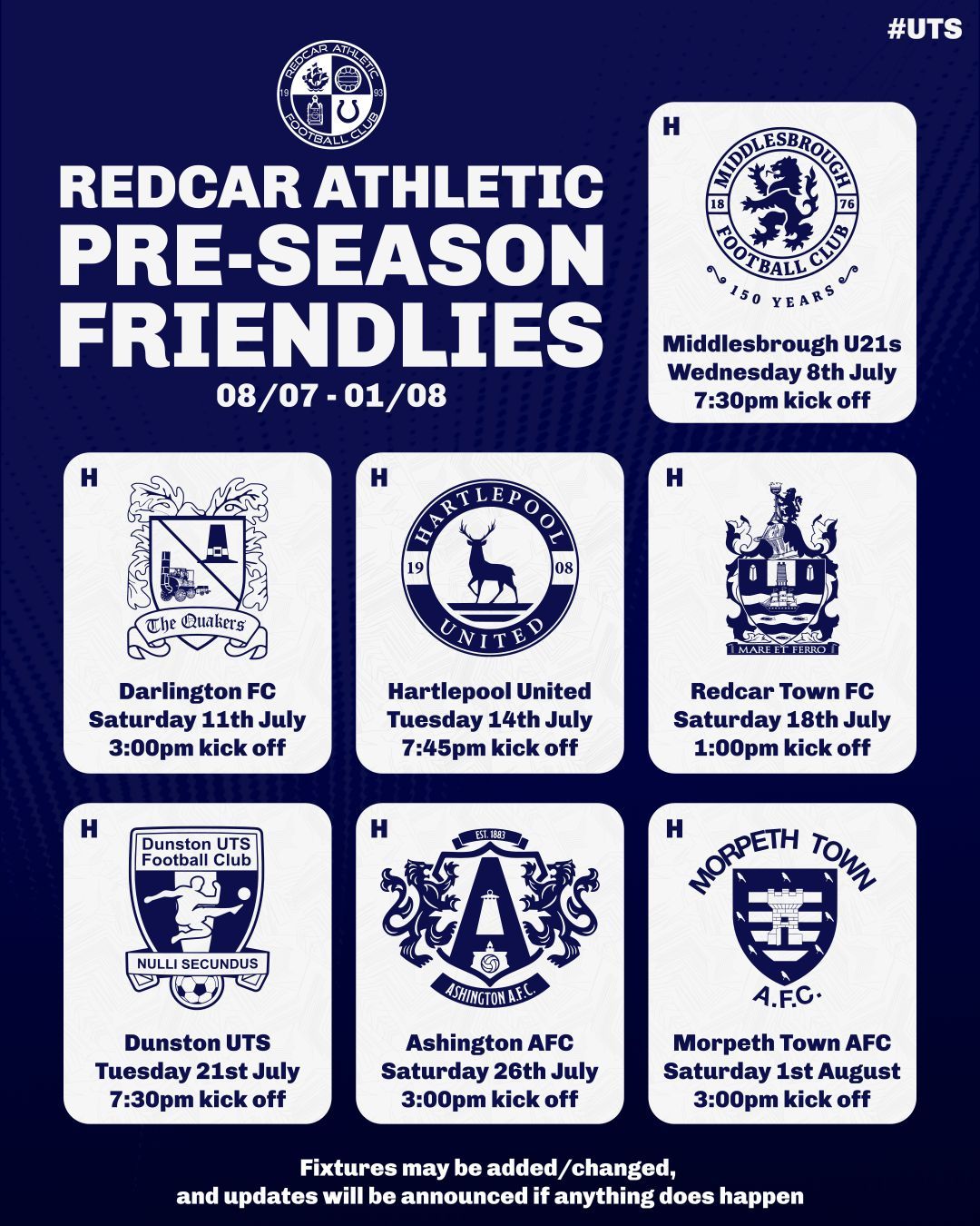 REDCAR ATHLETIC PRE SEASON